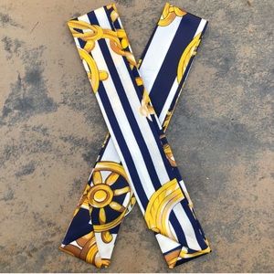 2pc Navy Sailer Silk Scarf Wrap Handbag Twilly